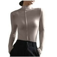 thumbnail image 2 of AXXD Basic Fashion Tops for Women Trendy Summer 2024 Turtle Necks Winter Bottomed Double-sided Long Sleeve Clothes Tops, 2 of 6