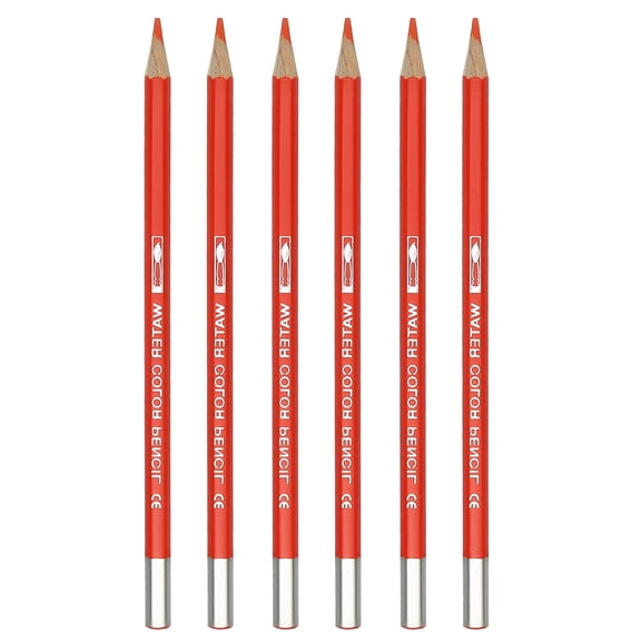 Uxcell Watercolor Pencil, 6Pcs Water Soluble Pencils for Blending, Coloring, Sketch Drawing, Painting, Orange Red