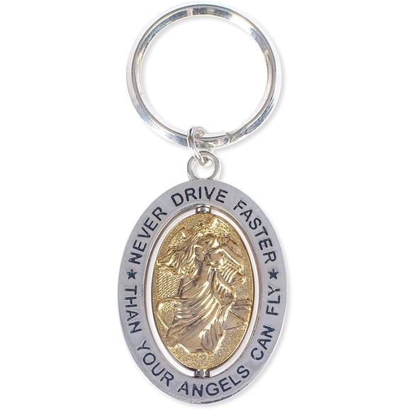 AngelStar Never Driver Faster Than Your Angles Can Fly Angel Key Chain Silver 1.25"" x 0.25"" x 3""