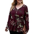 thumbnail image 1 of Womens Long Sleeve L-5X Plus Size Waffle Knit Tunic Tops Button Up V Neck Loose Fit Henley Tshirt, 1 of 3