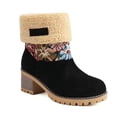 thumbnail image 7 of Women's Mid-Calf Boots Fashion Casual Floral Embroidered Winter Warm Lined Booties Comfortable On Ankle Booties, 7 of 7