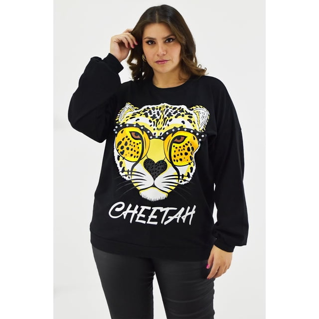 Sudadera Cheetah Roman Fashion Talla Extra 012 Negro