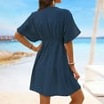 thumbnail image 5 of QIPOPIQ Robe Midi à Col en V pour Femme, Cache-Maillot, Manches Courtes, Dentelle, Été, Tenue de Plage, Décontractée, Cache-Maillots, Liquidation, 5 of 5