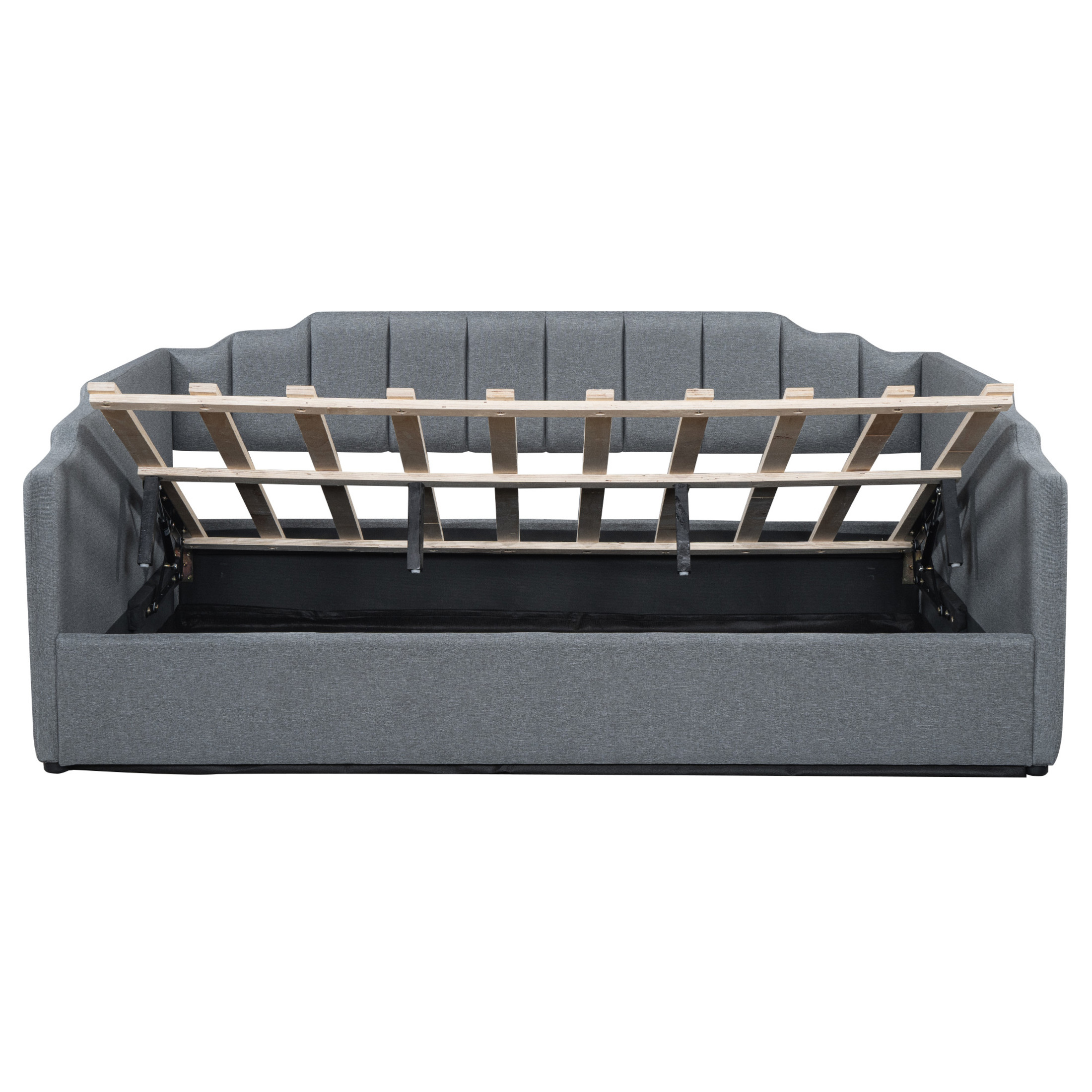 Noble House Full Upholstered Daybed, Modern Linen Sofa Bed with Large Underbed Storage, Small Space, Gray