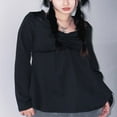 thumbnail image 4 of Women Spring Autumn A-line Tops Solid Color Long Sleeve Ruffle Trim Casual T-shirt L, 4 of 8