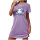thumbnail image 2 of Camisón corto de talla grande para mujer, camisón de manga corta con estampado de pecho a la moda, camisón para mujer, 2 of 5