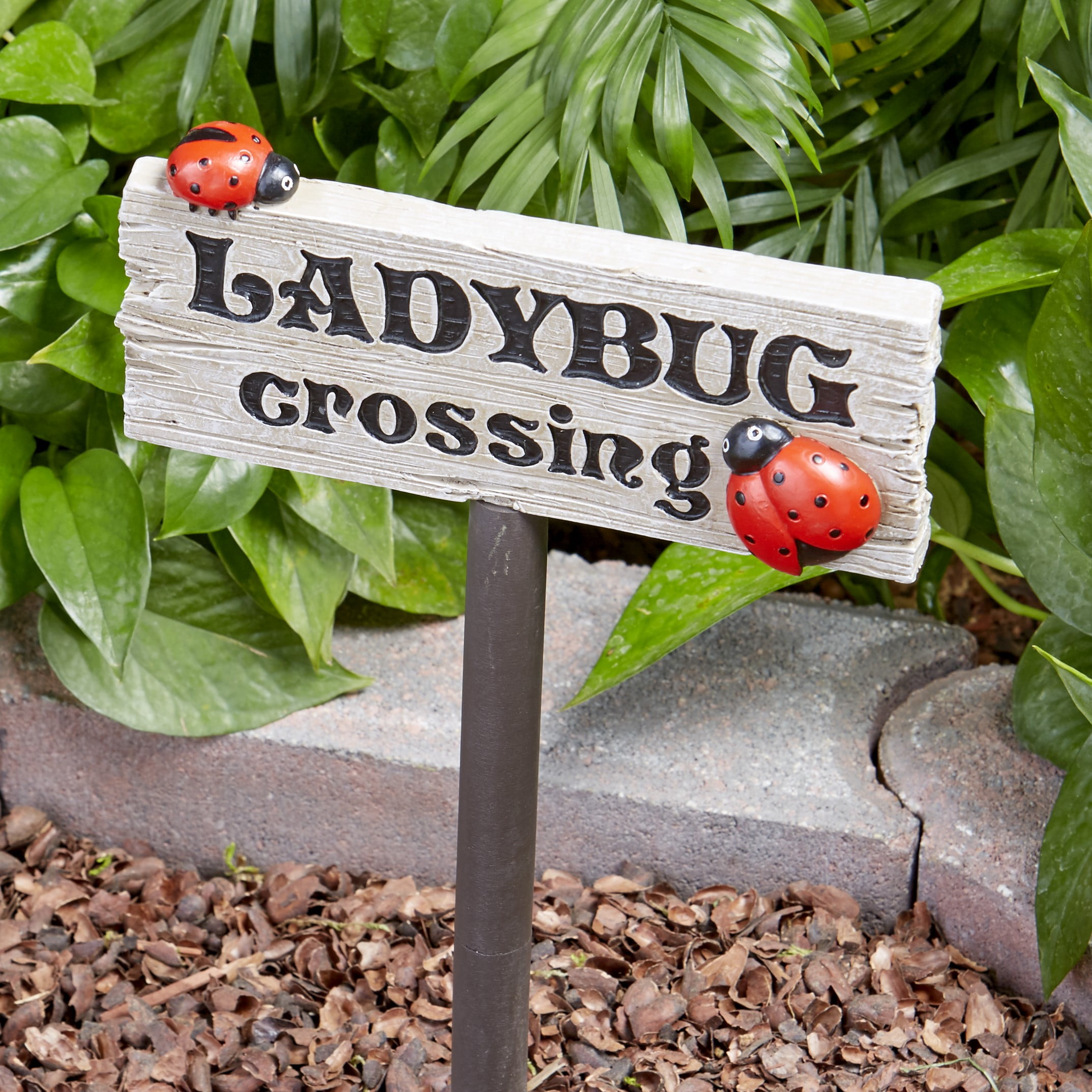 Fairy Garden Ladybug Crossing Sign for Miniature Garden 