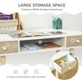 thumbnail image 4 of HOMCOM Kids Wooden Work Study Desk Makeup Vanity and Writing Computer Table with Storage Drawers & Pinewood Legs, White and Natural, 4 of 9