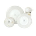 Elama Fine Marble 16 Pieces Stoneware Dinnerware Set in Gold and White