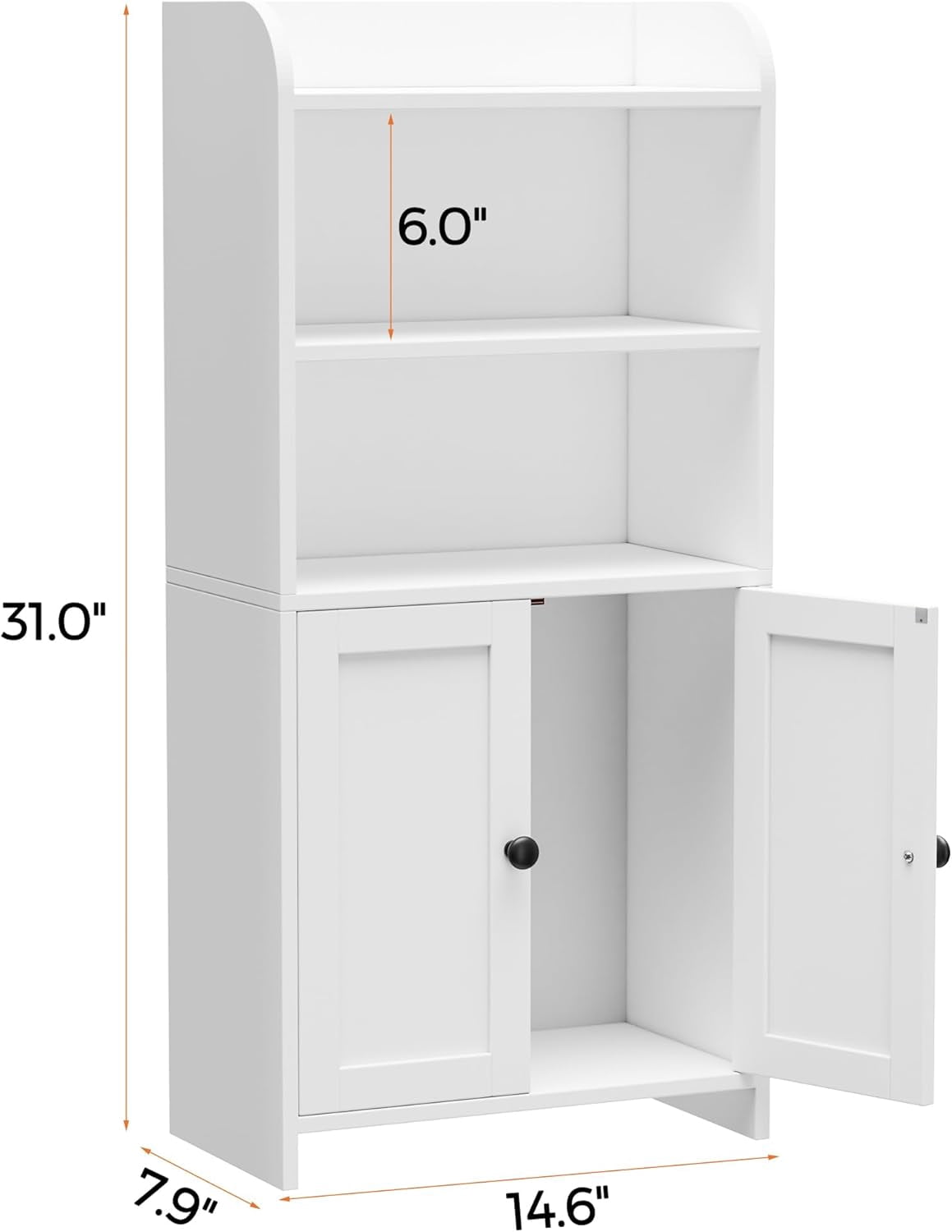 Small Bathroom Storage Cabinet, Freestanding Toilet Paper Storage with 2 Doors and Shelves, Bathroom Organizers and Storage for Small Spaces, Laundry Room, 7.9" D x 14.6" W x 31" H, White