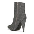 thumbnail image 3 of Women Rhinestone Metallic Knit Pointy Toe Stiletto Booties 19424, 3 of 6