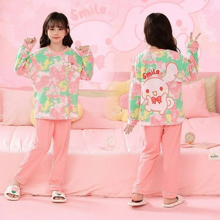 

Sanrio Hello Kitty Cinnamoroll My Melody Pachacco Kawaii Cartoon Children Pajamas Princess Style Long-sleeved Fall Homewear