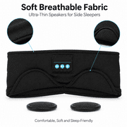 Bluetooth Sleep Mask, Wireless Sport Headband Headphones with Built-in Speakers for Side Sleepers