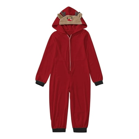 

Beppter Long Sleeve Crew Neck Parent-Child Outfit Suitable Kids Sleepwear for Christmas Family Matching Pajamas Cute Big Headed Deer Print Pjs Long Sleeve Jumpsuit Soft Casusal Sleepwear Kid Red Red