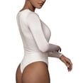 thumbnail image 4 of Bodysuit Shapewear Gibobby con Control de Barriga Body ultraligero de manga larga sexy con cuello en V para mujer Blanco S, 4 of 5