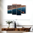 thumbnail image 3 of Elephant Stock Dock At Huntington Beach Wall Art - Horizontal Multi Panel Canvas - Living Room Wall Decor - Nautical Multi Panel - Beige And Blue Decor - 36" x 22", 3 of 8