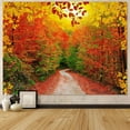thumbnail image 6 of Autumn Forest Tapestry Nature Fall Tree Thanksgiving Tapestry for Bedroom Aesthetic Autumn Path Yellow Red Fallen Leaves Landscape Tapestries Wall Hanging for Living Room Dorm 60 x 40 Inch, 6 of 6