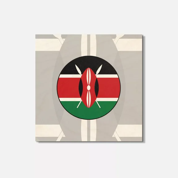 Kenya Coat Of Arms 4'' X 4'' Square Wooden Coaster