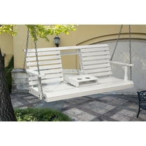Outdoor Patio Garden Furniture 3-Person Hanging Wood Porch Swing, Weather Resistant Finish-White