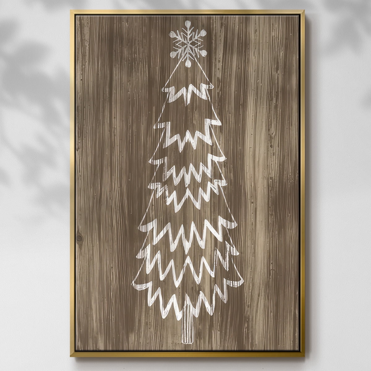 Barnwood Wonderland VIII - Framed Gallery Wrapped Holiday Canvas - 27 x 41 - Gold Frame