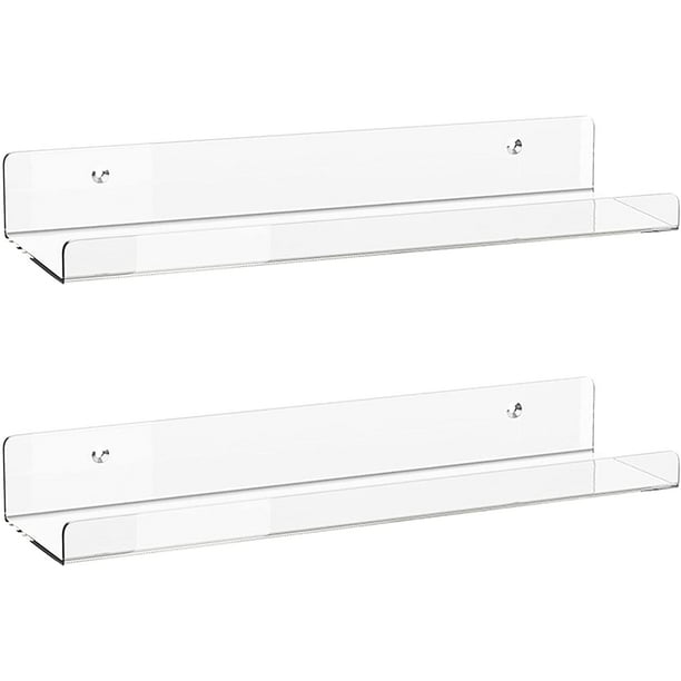 2 Pack of 15 inches Invisible Acrylic Floating Wall Ledge Shelf, Wall