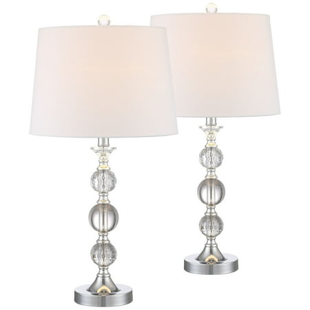 360 Lighting Modern Table Lamps Set Of 2 Stacked Crystal Ball Silver White Drum Shade For Living Room Family Bedroom Bedside 360 Lighting Modern Table Lamps Set Of 2 Stacked Crystal Ball Silver White Drum Shade For Living Room Family Bedroom Bedside