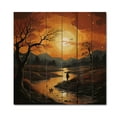 thumbnail image 3 of Designart "Countryside Sunset horizon An I" Landscapes Print on Natural Pine Wood, 3 of 5