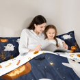 thumbnail image 4 of Manfei Spooky Forest Ghost King Bedding for Teens, Neon Halloween Pumpkin Print King Bed in a Bag, Halloween Reversible, 7-Piece, 4 of 7