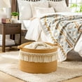 thumbnail image 2 of Large Blanket Basket (20"x13"),Woven Baskets for storage Baby Laundry Hamper, Cotton Rope Blanket Basket for Living Room, Laundry, Nursery, Pillows, Baby Toy chest (Brown Fringe), 2 of 6