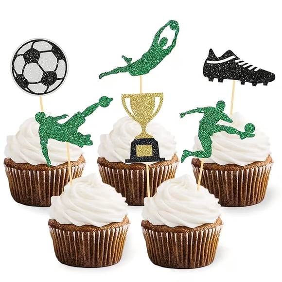 24 complementos for decoración de pasteles con temática de fútbol