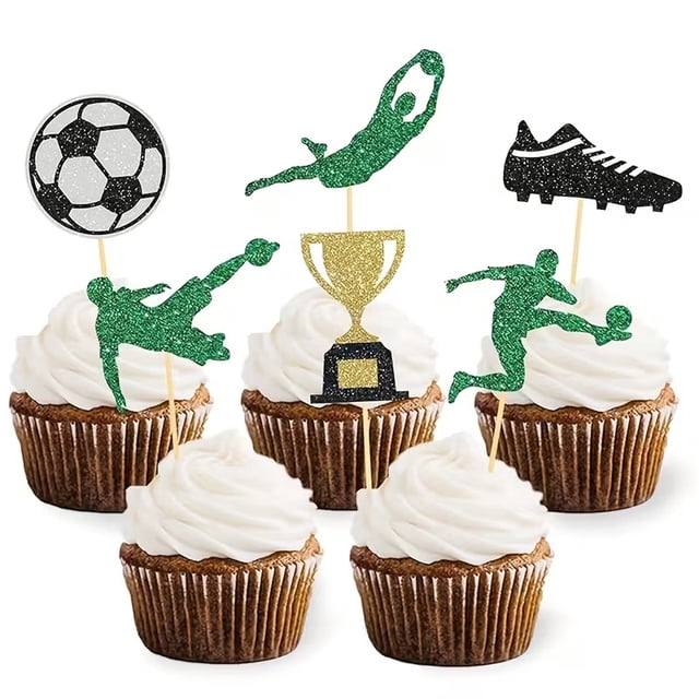 24 complementos for decoración de pasteles con temática de fútbol