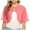 Pink, variant on Elegant Women's Silk Quilted Bolero Cardigan, Thin Sleeve Open Front Shawl Vest with Chiffon Three-Quarter Sleeve, Chic Wedding Cover Dress Beach Outerwear Top
