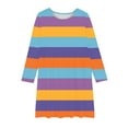 thumbnail image 4 of HAOTAGS Teen Girls' Striped Round-Neck Long-Sleeved Dresses Casual Spring Fall Dresses Purple Size 11 Years, 4 of 5