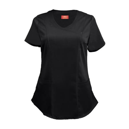 

Natural Uniforms Women s Ultra Soft Stretch Mock Wrap Scrub Top 82011 (Black Large)
