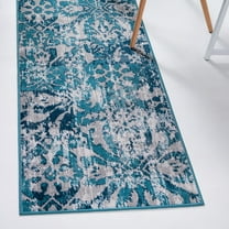 Unique Loom Lucerne Collection Area Rug - Leodegar (2' 7" x 10' Runner Blue/Gray)