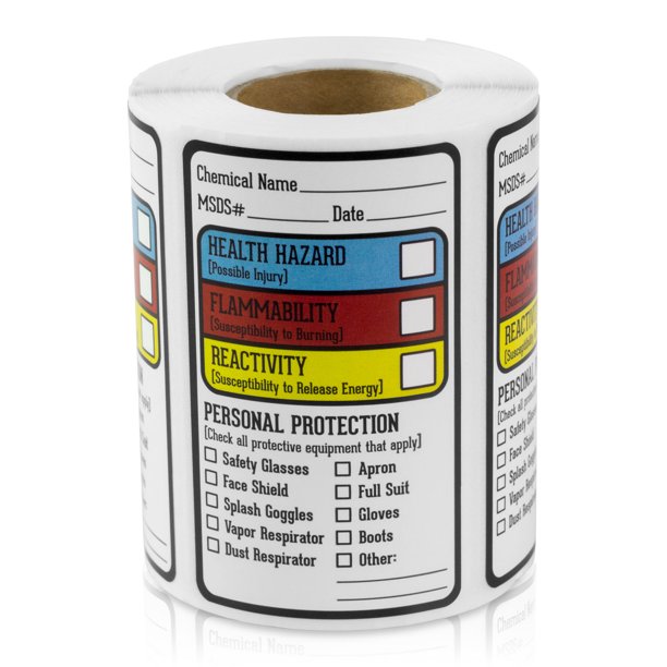 OfficeSmartLabels 2.5" x 1.5" MSDS Right to Know Labels for Hazardous