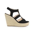 thumbnail image 3 of BLISSFUL STEP Women's Shoes Faux Suede Platform Wedge Espadrilles Slingback Open Toe Front Zipper Sandals Black 9, 3 of 8