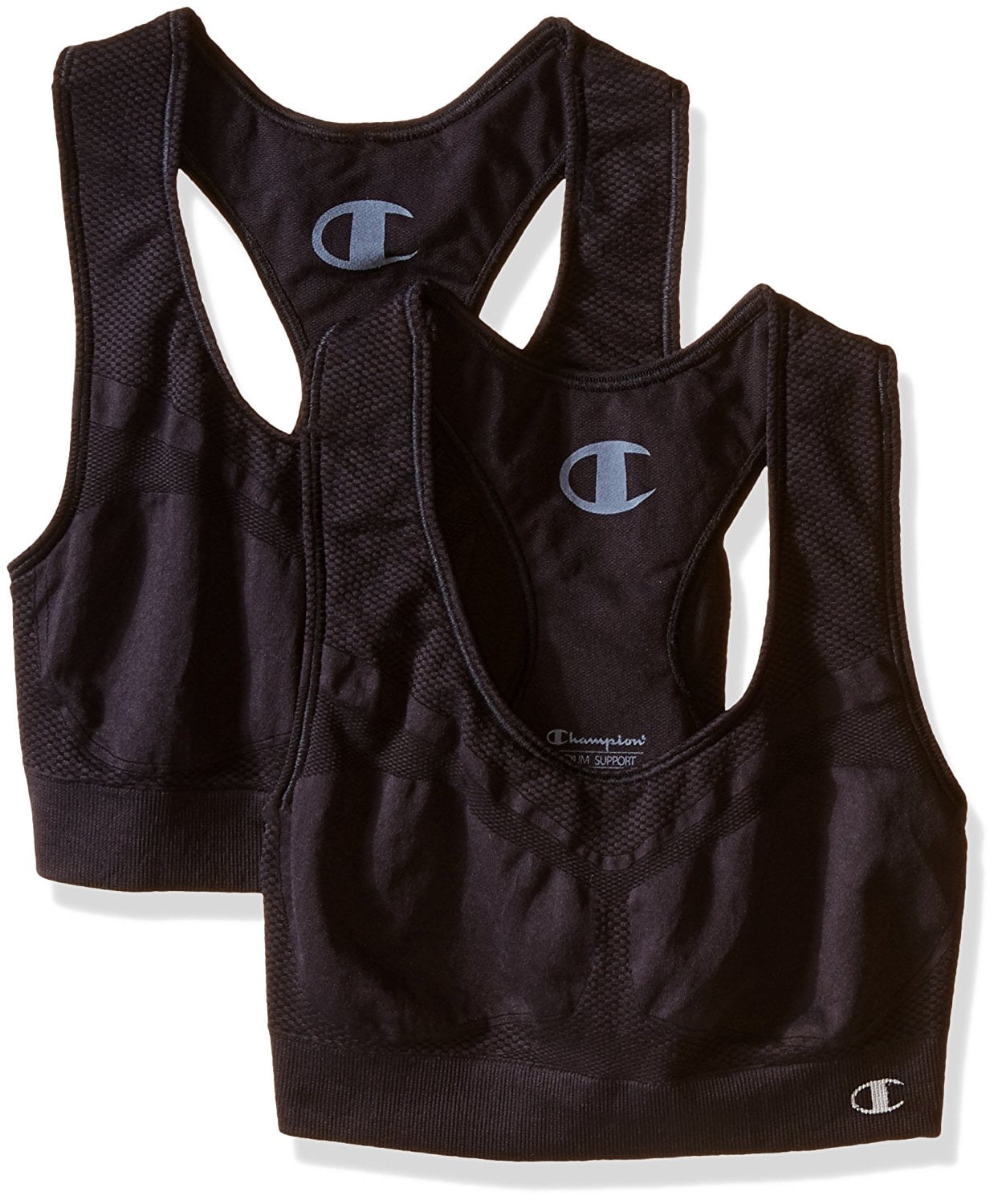 Champion Double Dry® Women's Seamless Racer-Back Sports Bra (Pack of 2) 2 Black - Walmart.com
