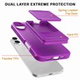 thumbnail image 5 of Dteck Hidden Wallet Cash Slot Case for iPhone 16, Heavy Duty Hard PC + Soft TPU Bumper Protective Rugged Cover with Built-in Mirror, Shockproof Dual Credit Card Holder Slim Case, Darkpurple, 5 of 6