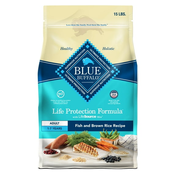 Blue Buffalo Life Protection Formula Natural Dry Dog Food, Fish & Brown Rice, 15-lb. Bag