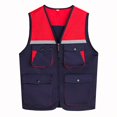 thumbnail image 2 of TOPTIE Reflective Working Vest with 4 Pockets Color Block Zipper Front High Visibility with Reflective Strips-Navy-M, 2 of 6