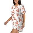 thumbnail image 2 of Pajama Set For Women 2 Piece - Pale Red Lobster Print Lounge Set Short Sleeve Tops And Shorts Pj Sets With Pockets, 2 of 8