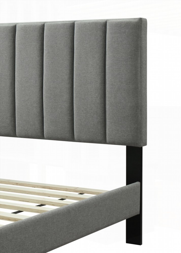 King Size Metal Platform Bed Frame No Box Spring Gray for Master Bedroom