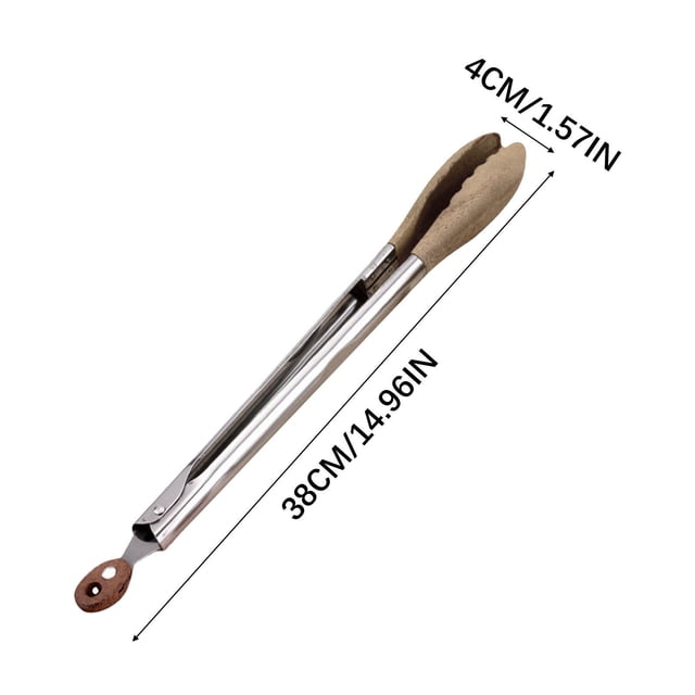 Stainless Steel Kitchen Tongs 9 Inch And 12 Inch With Walnut Wood Handles For Grilling Cooking Serving