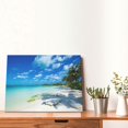 thumbnail image 6 of Wall Art Tropical Beach With Palm Shadows Picture Canvas Wall Art Print Paintings Modern Artwork For Living Room Wall Decor And Home Décor Framed Ready To Hang-12×16 In, 6 of 7