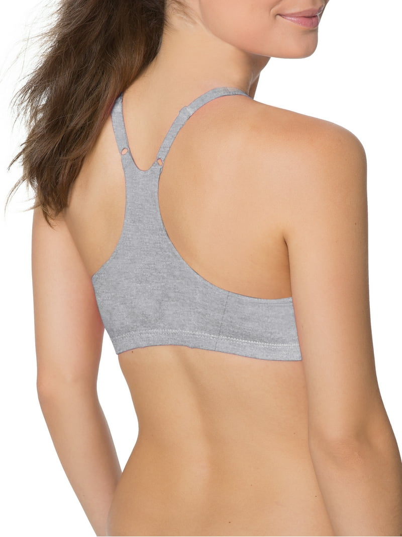 Women's Spaghetti Strap Cotton Pullover Pack De 3 Brasieres Fruit Of The Loom Shirred Front Racerback - Deportivo Y Cómodo Close Bra