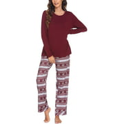 Long Sleeve Pajamas for Women Soft Plaid Pjs with Pocket Christmas Sleepwear Loungwear