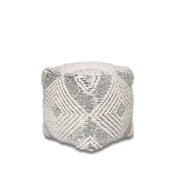 Natural and Black Geometric Pouf Ottoman Foot Stool
