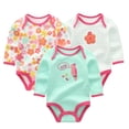 thumbnail image 3 of WIBACKER 0-12M 100% Cotton Baby Boys 3-pack Flowers Long Sleeve Variety Onesies Snap Bodysuits, 3 of 9