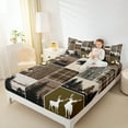 thumbnail image 4 of Homewish Safari Deer Queen Sheet Sets,Rustic Farmhouse Cabin Flat Sheet,Brown Beige Black Queen Fitted Sheet For Adults,Ultra Soft Home Decor,4pcs, 4 of 7